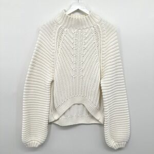 Free People Pullover Sweater Size Medium Slouchy Chunky Knit Hi Low Quiet Luxury